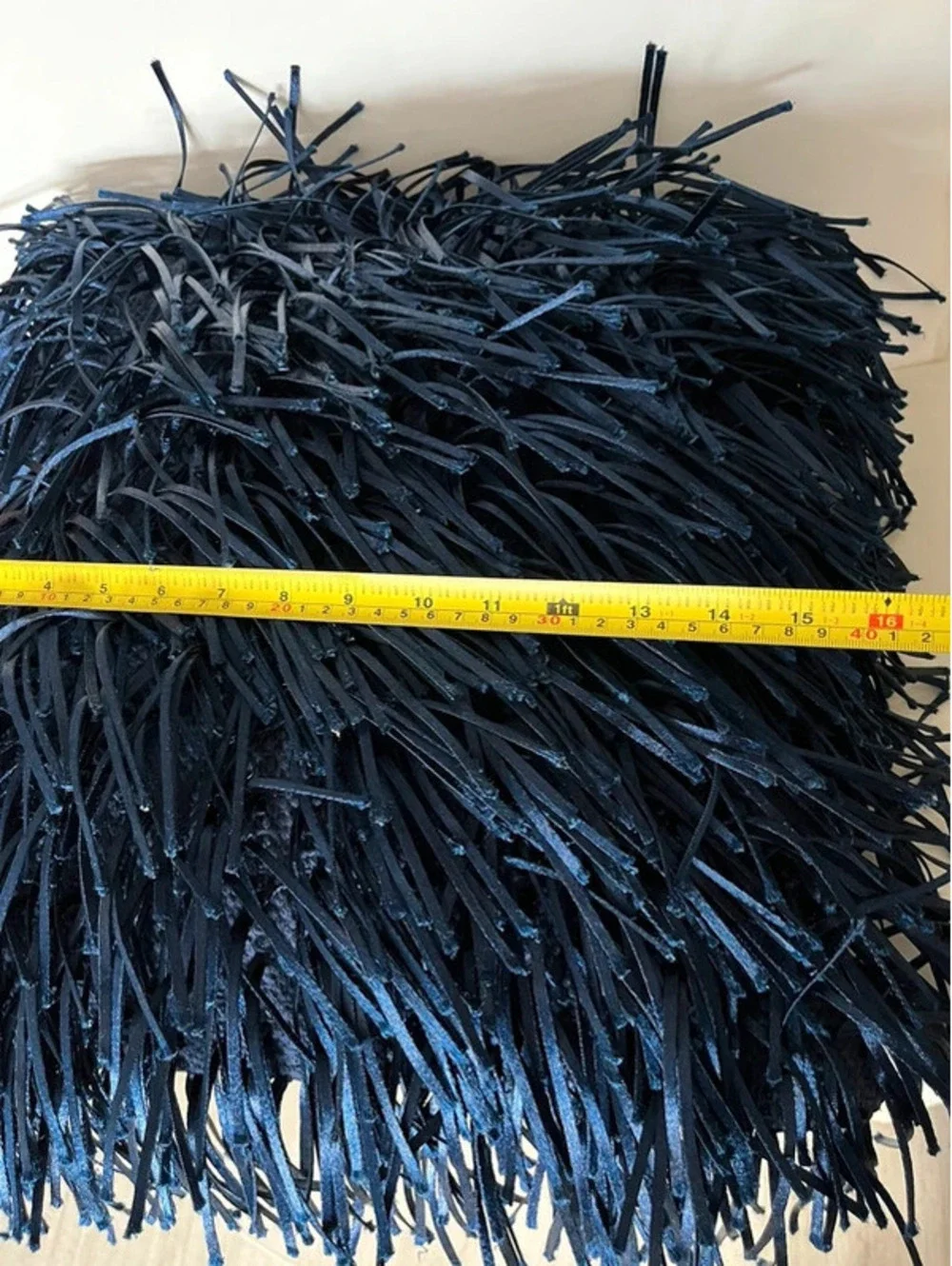 Cynthia Rowley Metallic Navy Blue Fringe Square Pillow Insert 16” Decor